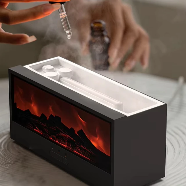 Portable Fireplace Diffuser Aroma Diffuser Essential Oil Diffuser USB Flame Air Humidifier Aromatherapy Charcoal Combustion 2