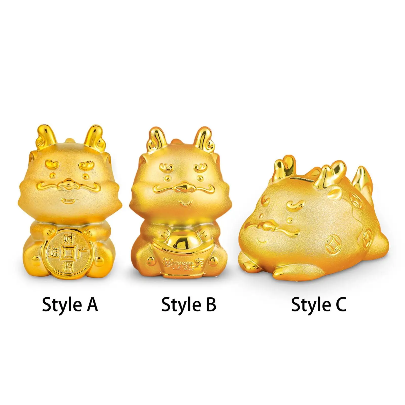 Golden Chinese Dragon Statue Ceramic Piggy Bank Cute Home Office Decor