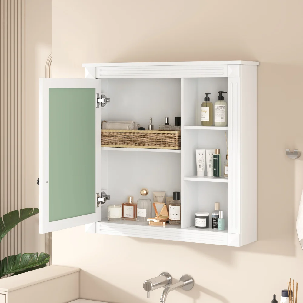 Wall Mounted Mirror Medicine Cabinet with Bathroom Storage Organizer
