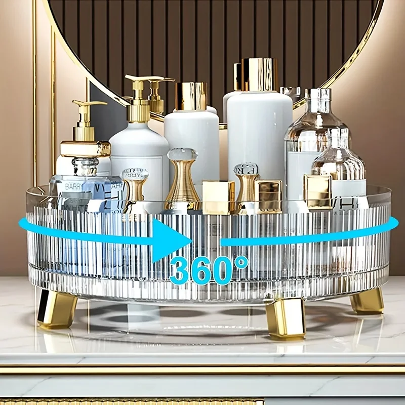1PCS Makeup Organizer, 360 Rotating Makeup Organizer, Make Up Organizers and Storage, Large-Capacity Round Perfume Organizer, 4