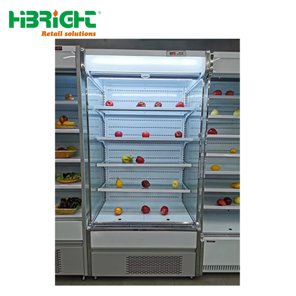 Commercial Vertical Open Display Glass Chiller Refrigerator Supermarket Ice Equipment For Sale
