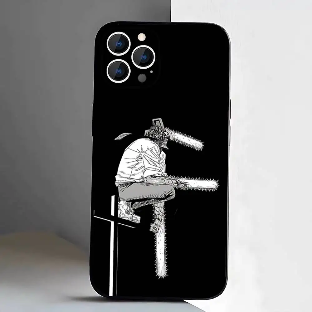 Chainsaw Man Anime Black Soft Box Phone Case