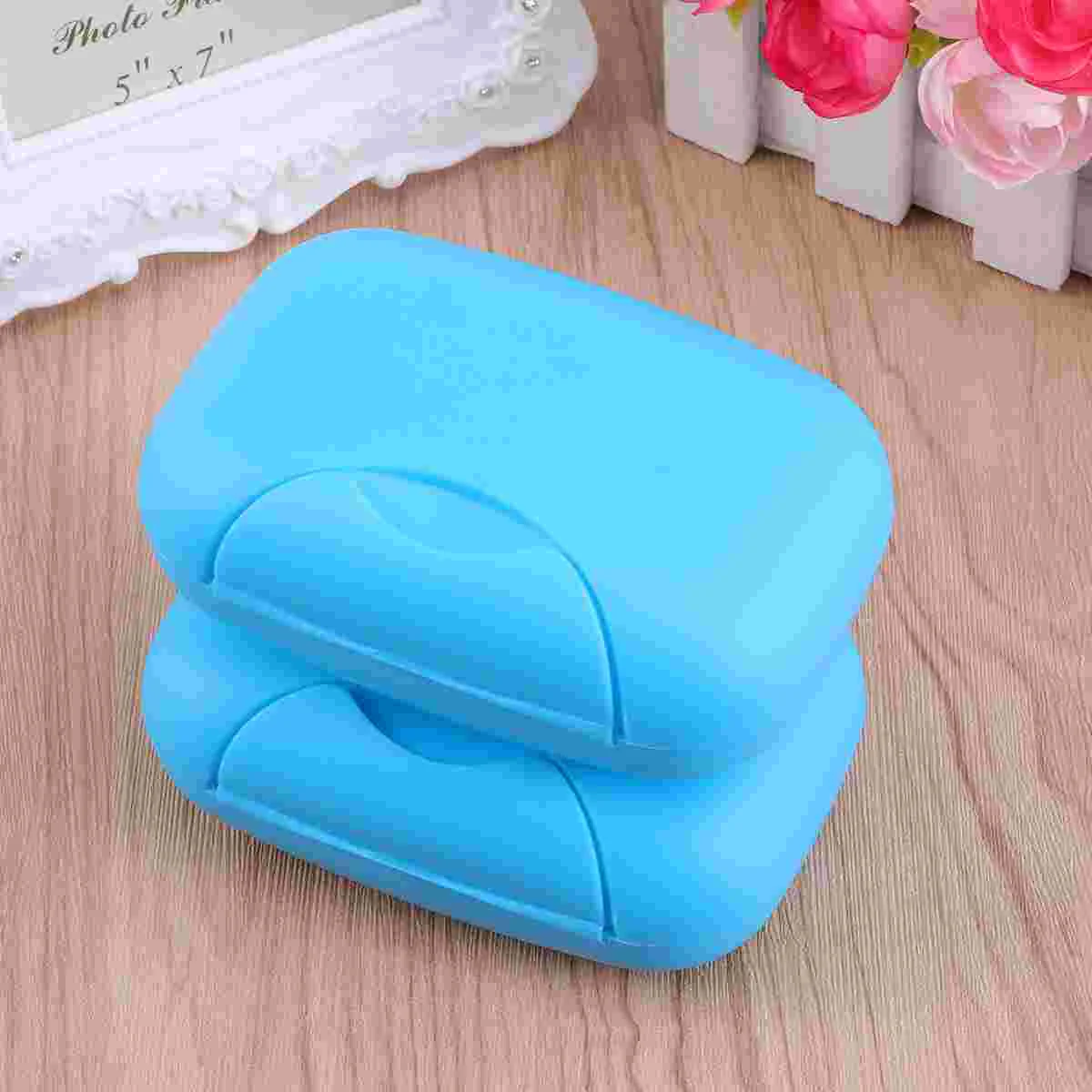 

2pcs Travel Holder Box Portable Dish Saver Container Case for Bathroom Camping Gym Blue