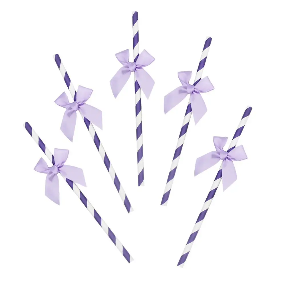 Paper Drinking Straws Cocktail Bow-tie Decorate Colored Purple Party Supplies Decoration