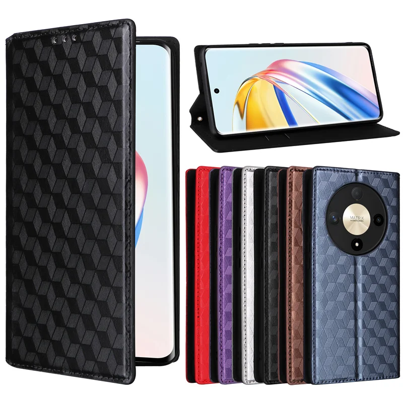 Per Honor Magic 6 Lite 5G Magnetic Card Flip Leather Stand Linee Stereoscopiche Custodia Protettiva Per Telefono Per Honor Magic6 Lite Case