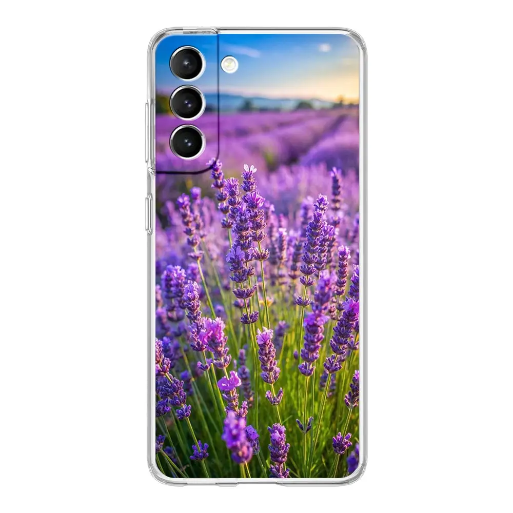 Clear Phone Case with Simple Lavender Purple Floral Design