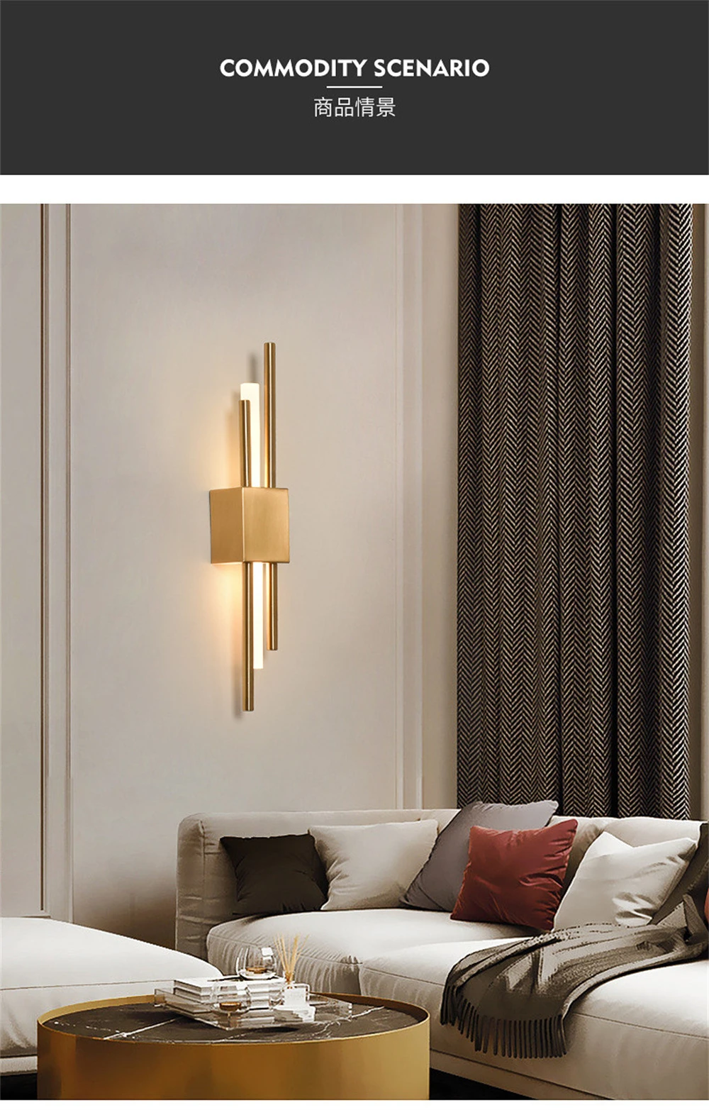 Description Picture 6 of itemTubular Luxury Wall Lamp Modern Bedroom Sofa Living Room TV Background Wall Decor Sconce Corridor Interrior Wall Light Fixture