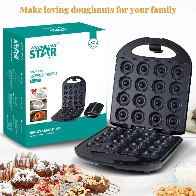 Maquina De Pao Eletrica Multifunctional Sandwich Maker Toaster Breakfast Donut Machine 4