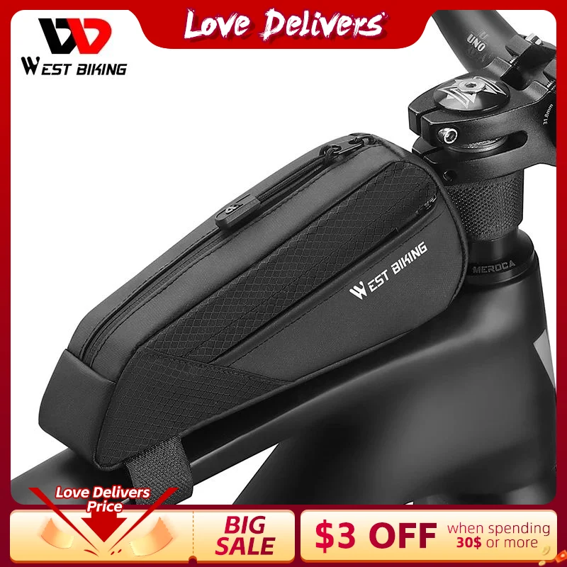 Sac De Selle Vélo West Biking 1,8 L - Noir Et Rouge - étanche Avec Bandes Réfléchissantes