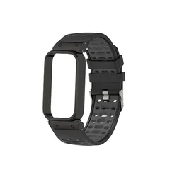Breathable Silicone Strap and Protective Case - Redmi Band 3 (3 Black Grey)