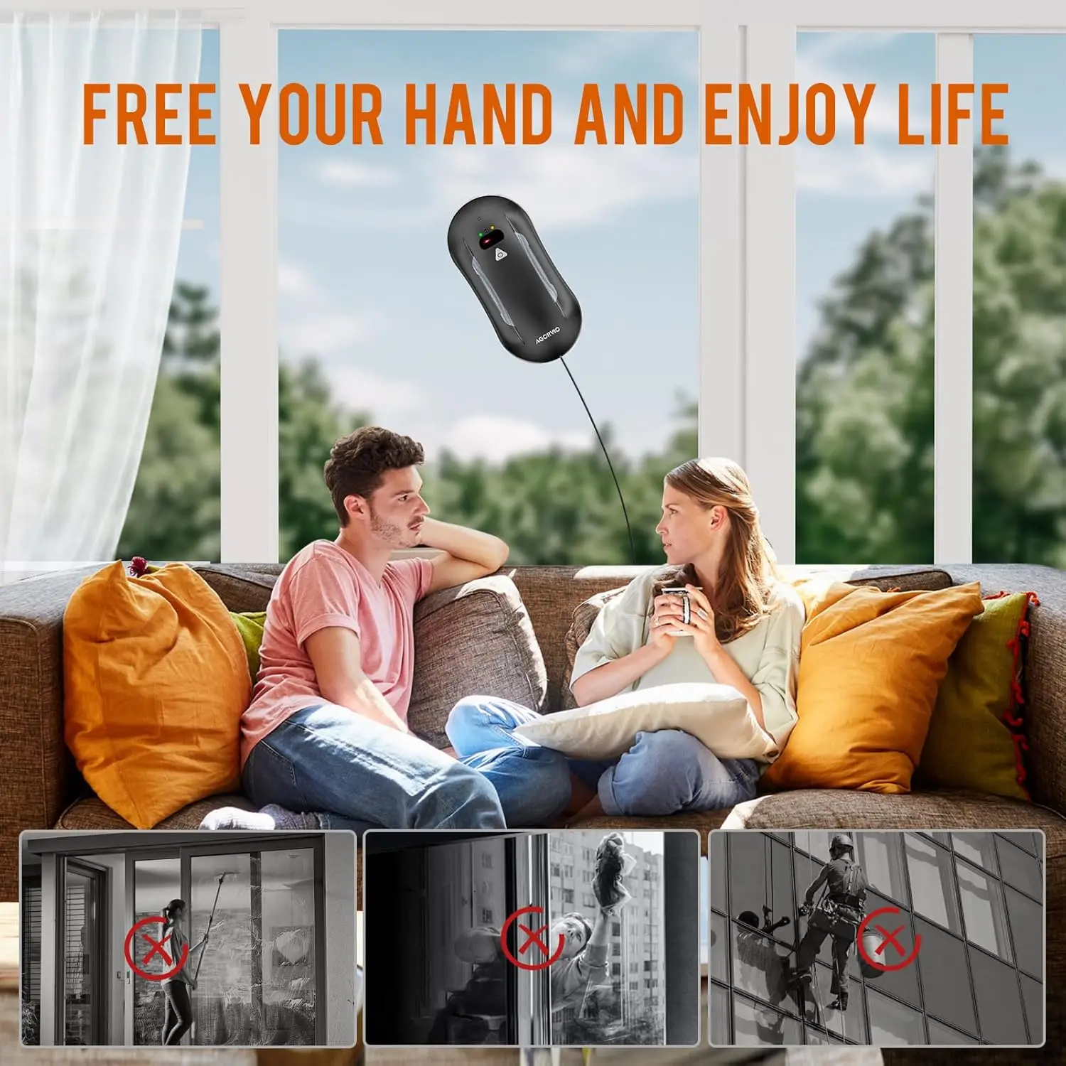 Robot,Smart Windows Robot Cleaner with Long Life BLDC Motor,Automatic Water Spray,Remote Control Window Washer Robot for Windows 2