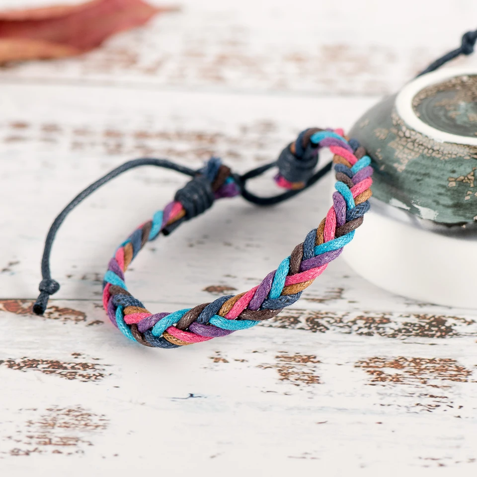 Bracelet Macramé Bleu Roi Ajustable - Fait Main En France, Fil Ciré Résistant à L'eau - Unisexe, Largeur 5mm