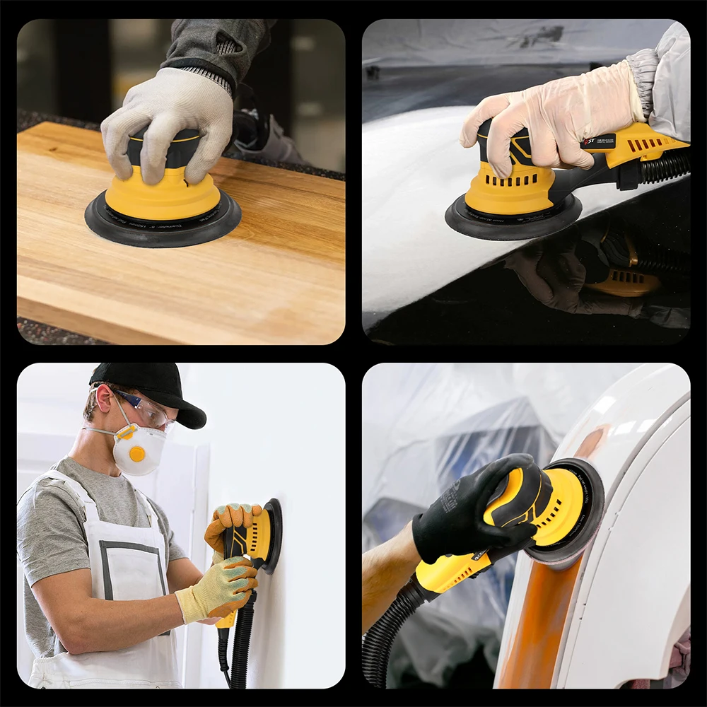 HYVST 350W Brushless Random Orbital Sander with Pluggable WireVariable Speed Corded orbital grinder For Finishing Corner Carwood 6