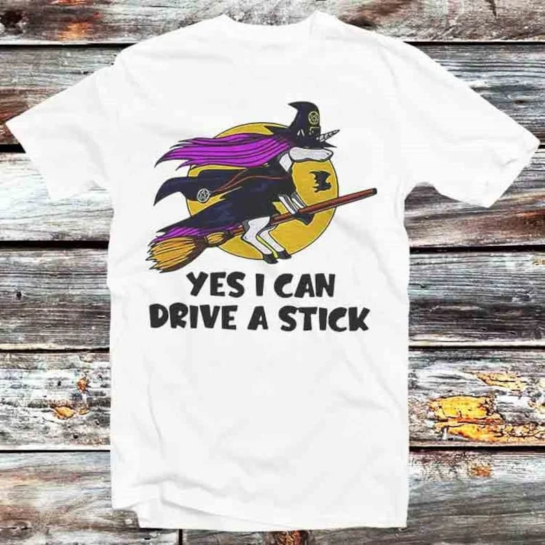 

The Witch Yes I Can Drive A Stick Magic Wizard T Shirt Vintage Retro Cool Gift Unisex Cartoon Anime Manga Top Tee B1328
