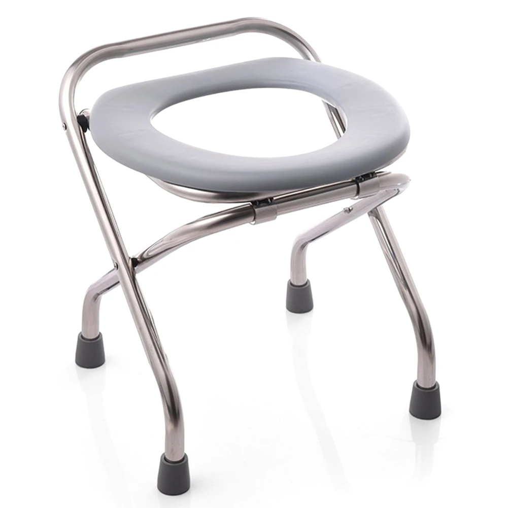 Portable Camping Toilet Foldable Folding Toilet Stainless Steel Elderly Toilet Stool Pregnant Woman Toilet Stool for Camping/Car 3