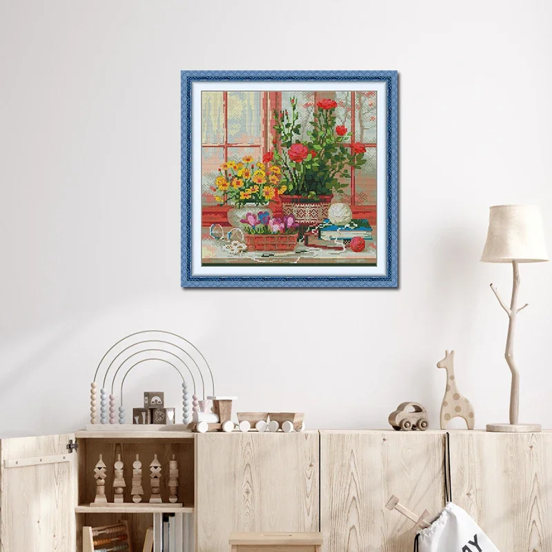 Joy Sunday Kreuzstich-Set, Fenster, HD-Muster, gezählt, bedruckter Stoff, Leinwand, Kunsthandwerk, Aida 16CT, 14CT, 11CT, DIY-Stickset, Neu