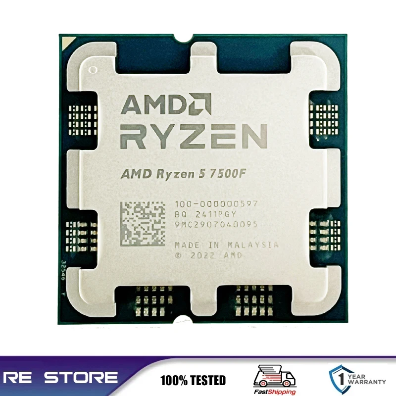 CPU AMD Ryzen 5 7500F AMD Ryzen 5 7500F, 3.7 GHz, 32 MB, MPK (100-100000597MPK