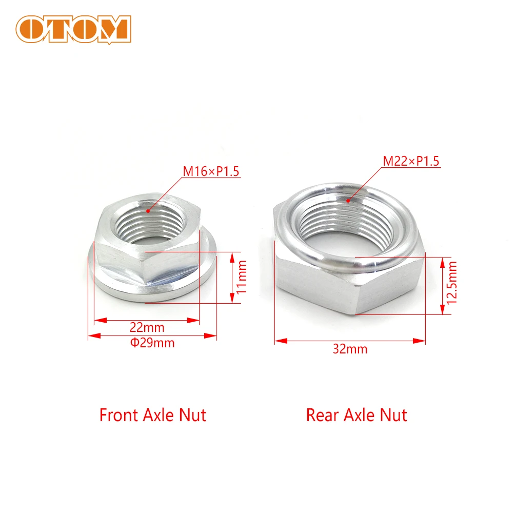 OTOM Frond And Rear Wheel Axle Nut Hub Large Axle Nut Fixed Gear Motocross Cycling For HONDA CRF250 450 Stainless Steel 