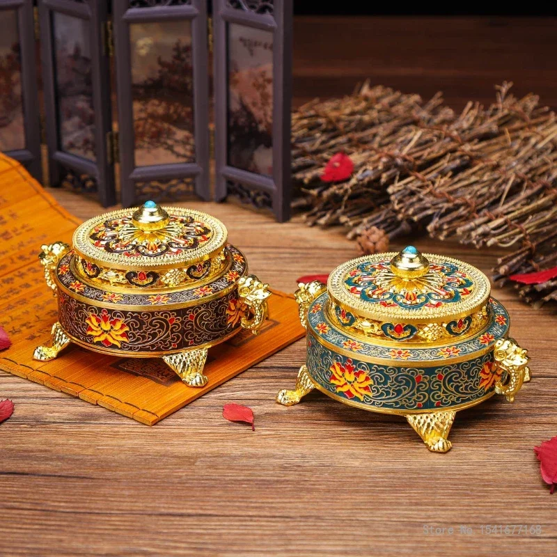 Antique Alloy Incense Burner Eight Treasures Lotus censer Tree Pattern Buddhist Supplies Home Decor Accessories High Quality 1Pc