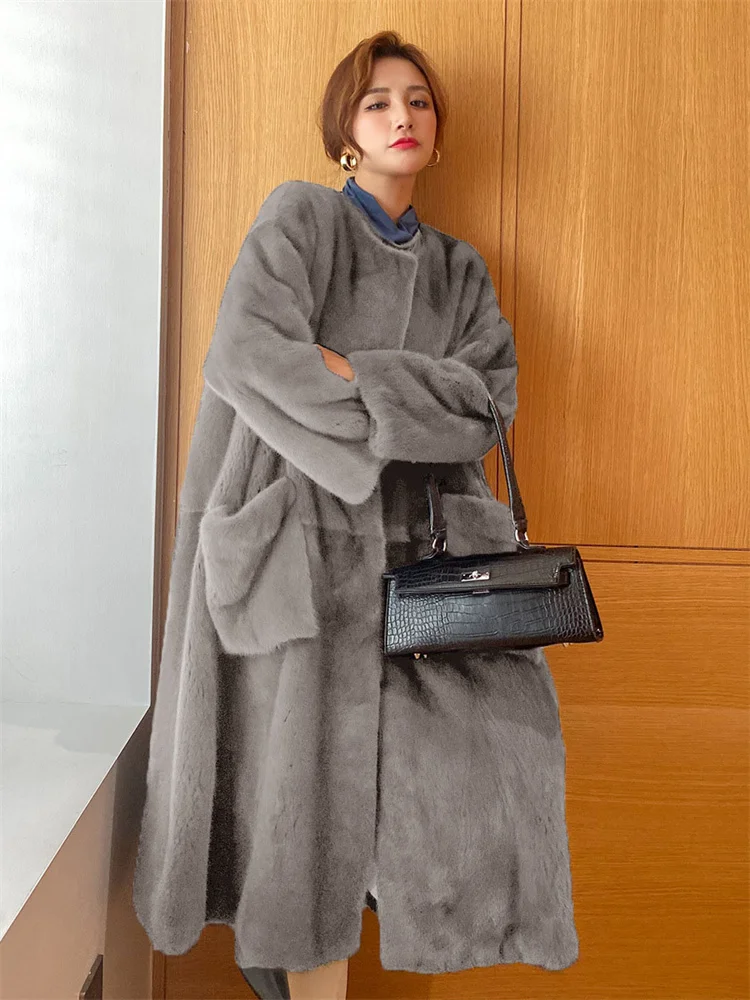 

Faux Fur Coat Women 2024 Winter New Fashion Long Loose Thickened Warmth Coat Clothing