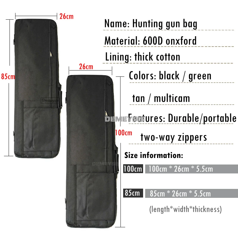 85cm / 100cm 전술 소총 총 가방 Airsoft 슈팅 케이스 사냥 CS Wargame 어깨 총 가방 (탈부착 가능한 코튼 패딩 포함)