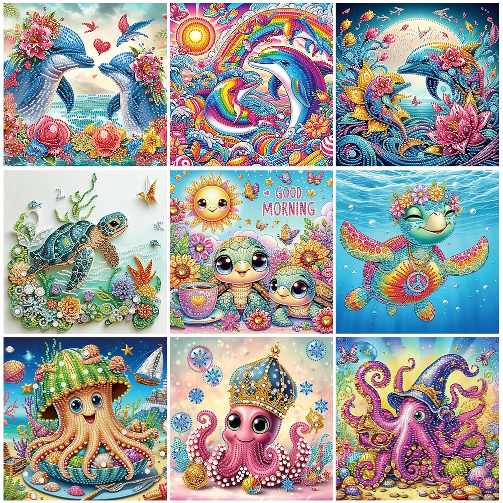 5D DIY Partial Special Shaped Drill Diamond Painting Marine Animal Decoration
