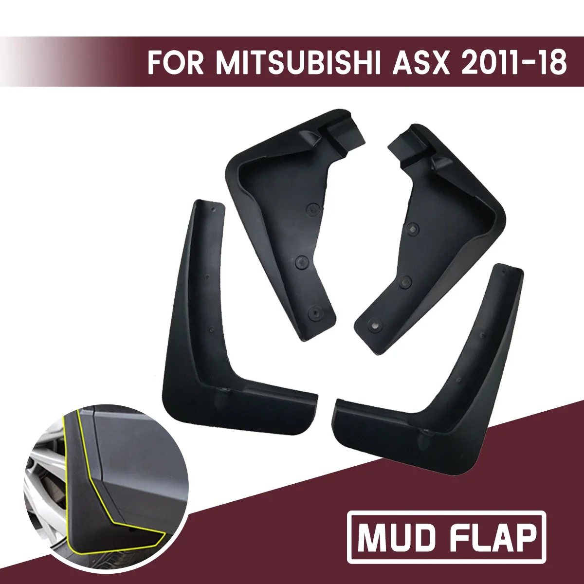 

Car Front Rear Car Mudguards Fender Flares Mud Guard Flap Anti Splash Mudflaps Soft Good Tenacity For Mitsubishi ASX 2011-2018