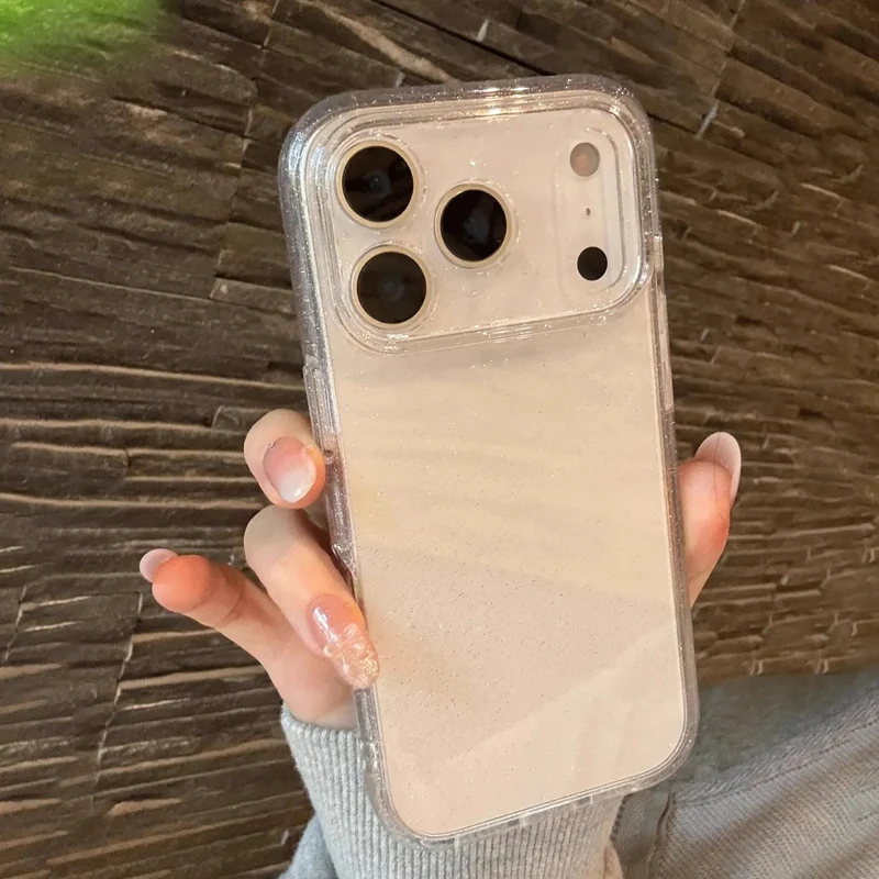 Advanced Minimalist Transparent Glitter Phone Case - Y2K Cover