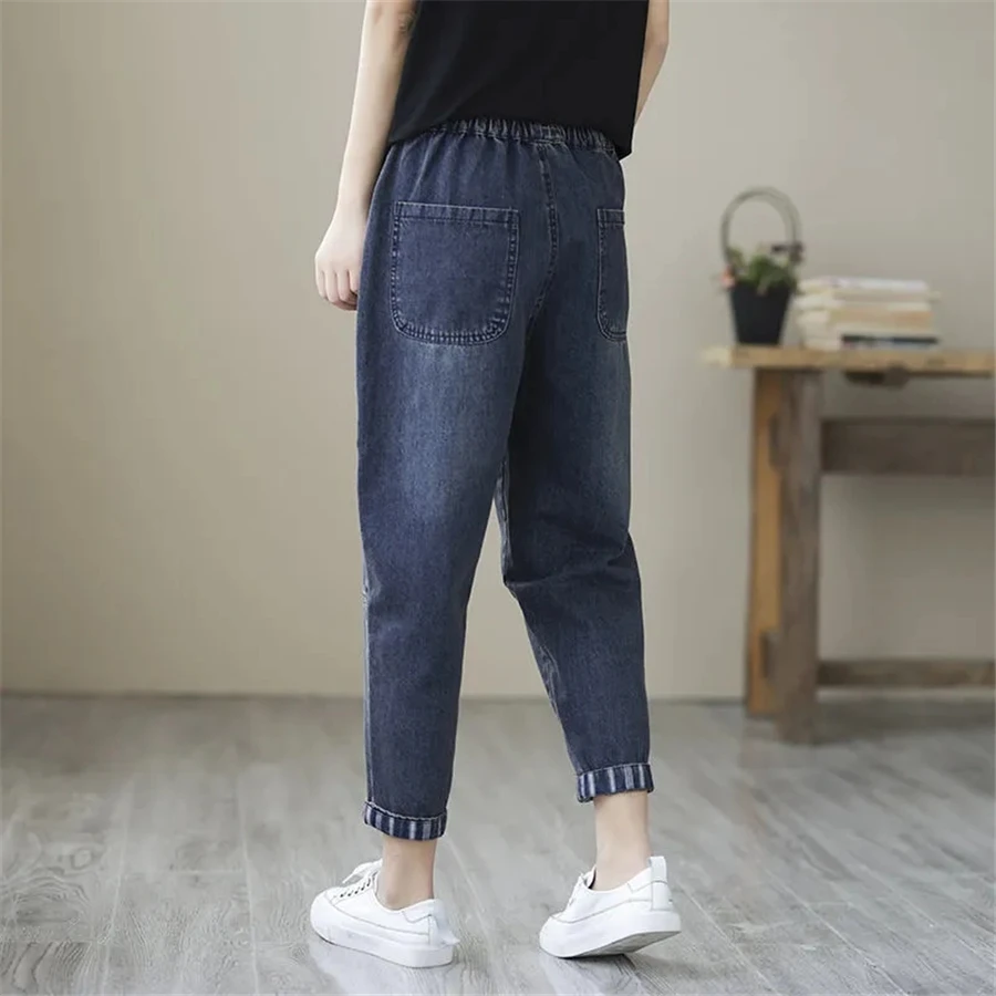Mode Coréenne Baggy Jambe Large Jean Femmes Vintage Taille Haute Ample Droit Denim Pantalon Décontracté Classique Solide Streetwear Vaqueros