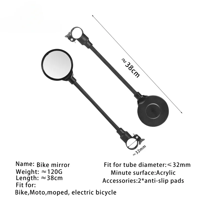 ROCKBROS Bicycle Bike 360 Deg Adjustable Acrylic Mirror Minute Surface Electric Moto Moped Rearview Mirror Bike Accessories