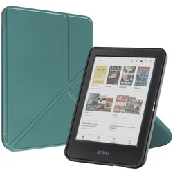 Smart PU Leather Multi - Angle Stand Cover with Auto Sleep/Wake Function - Kobo Clara BW (Dark green)