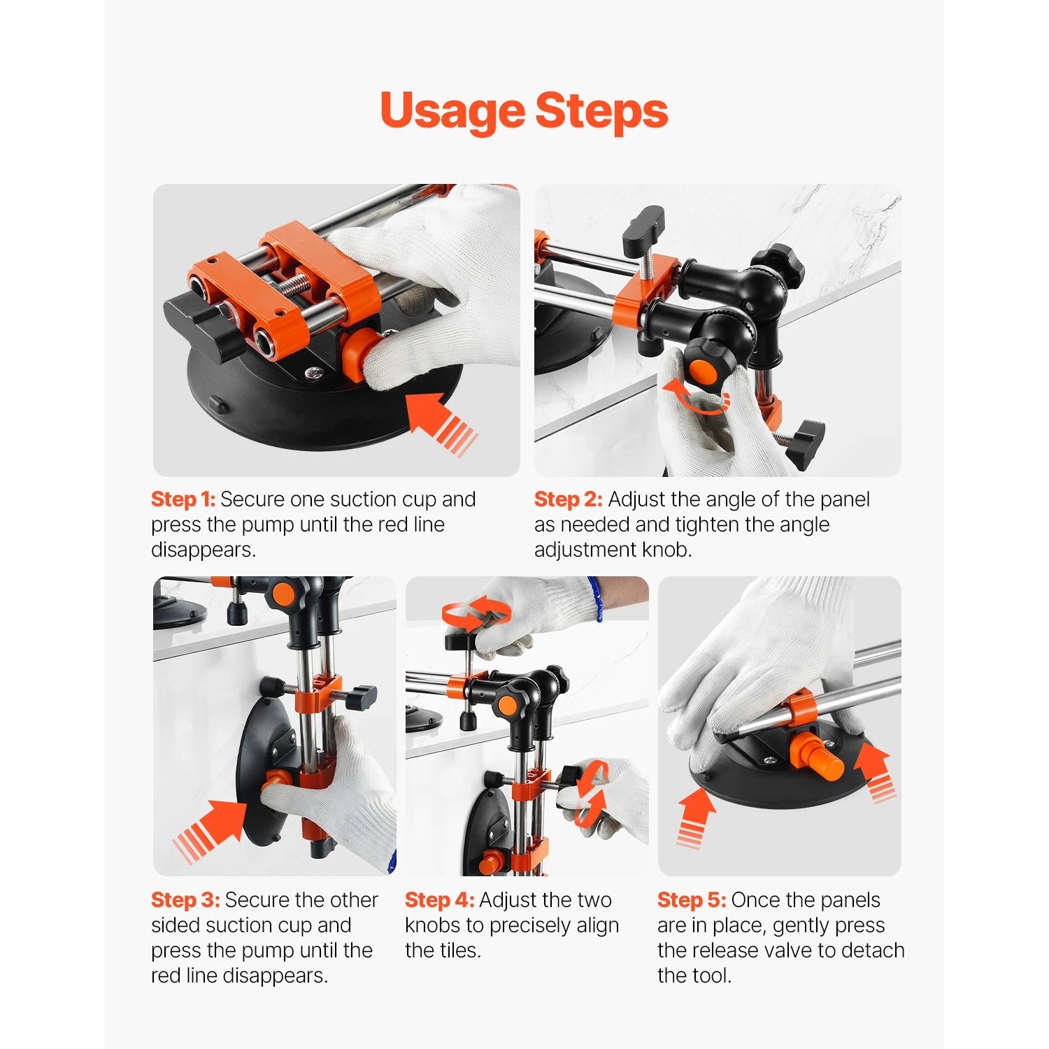 SucceBuy 2 Packs Seamless Granite Seam Setter 90°-120° Adjustable with 6 in Suction Cups Seam Joiner for Tile Joining & Leveling