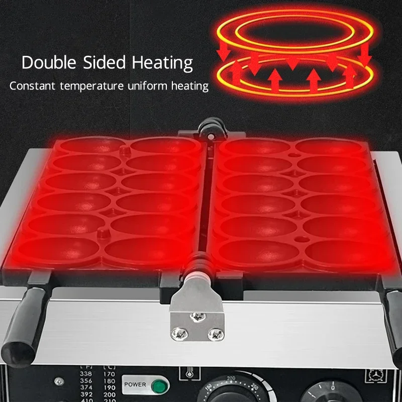 110V/220V Egg Waffle Machine Commercial Waffle Maker 12 Holes Egg Shape Pastry Baking Machine 3