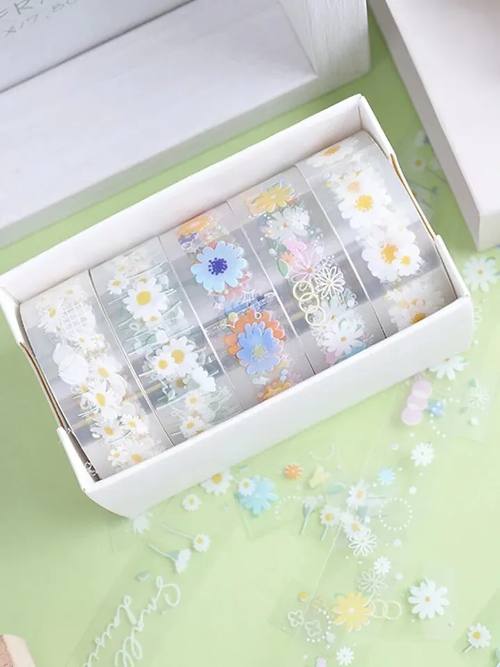 URROMA Set 4 Nastri Adesivi Decorativi In PET Floreali - Per Scrapbooking, Diari, Bomboniere E Fai Da Te