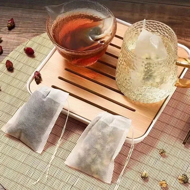 Disposable Tea Bags 100 Pcs Filter Bags for Tea Infuser String Heal Seal Food Grade Non-woven Fabric Spice Filters