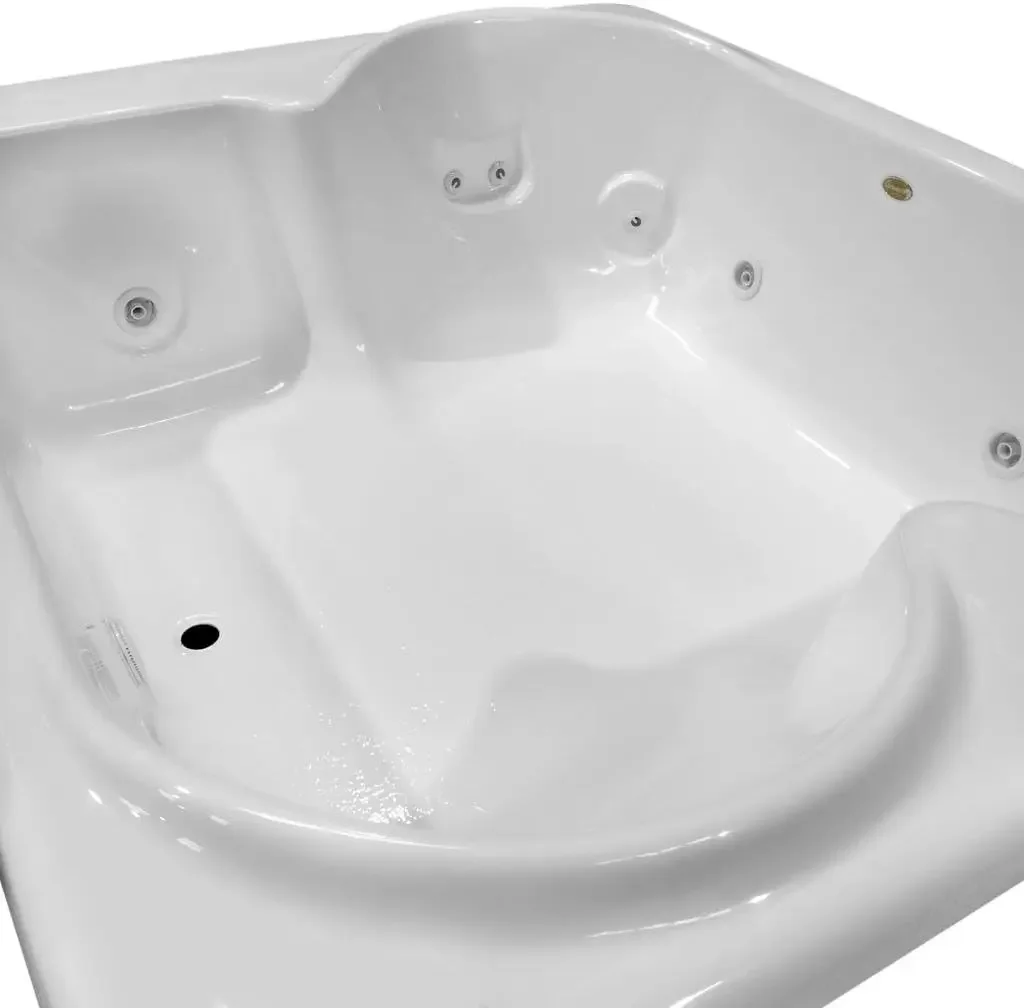 Modern Acrylic Fiberglass Whirlpool Bathtub Water Massage Double Bathtub with Heated White Square Deep Relaxation Soaking 4
