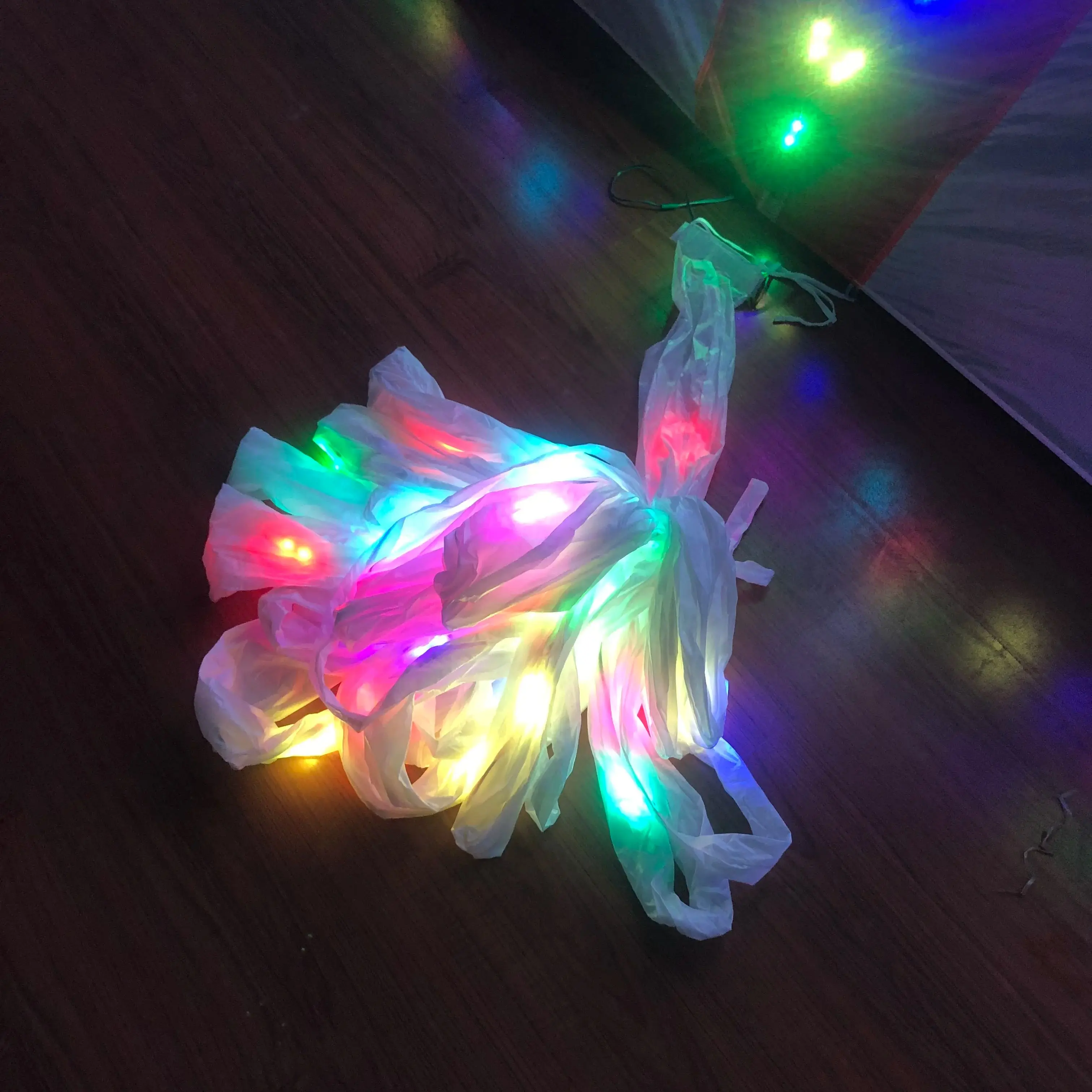 4 squareBig Triangle night LED delta kite  ever-changing 544 umbrella cloth delta kite with lights in high brightness with tails 5