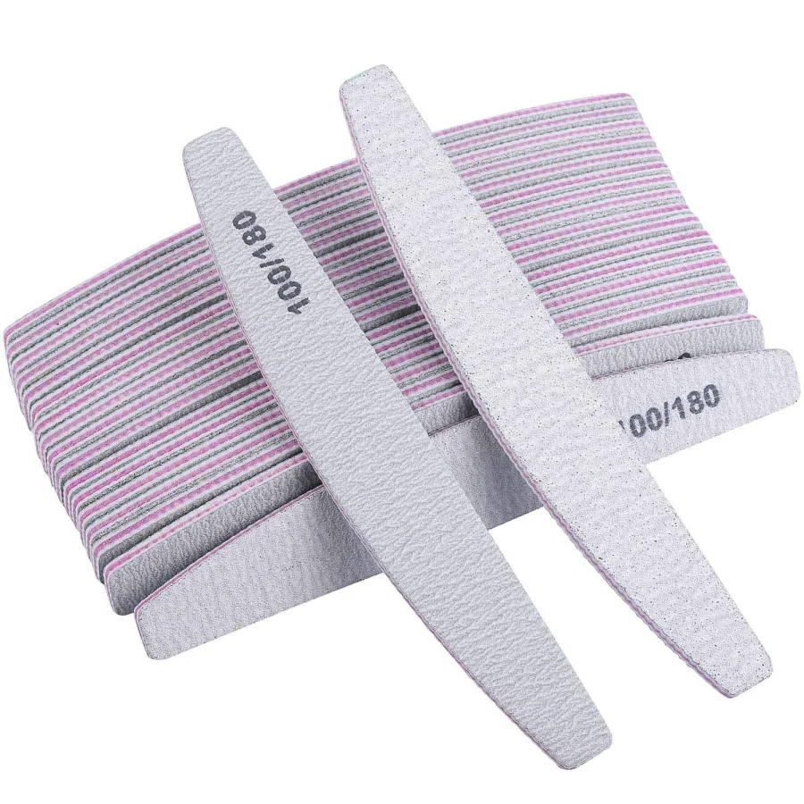 Nail File 5pcs/10pcs/25pcs /Lot Professional Reusable Double Sided Emery Board(100/180 Grit) Nail Styling Manicure Tool