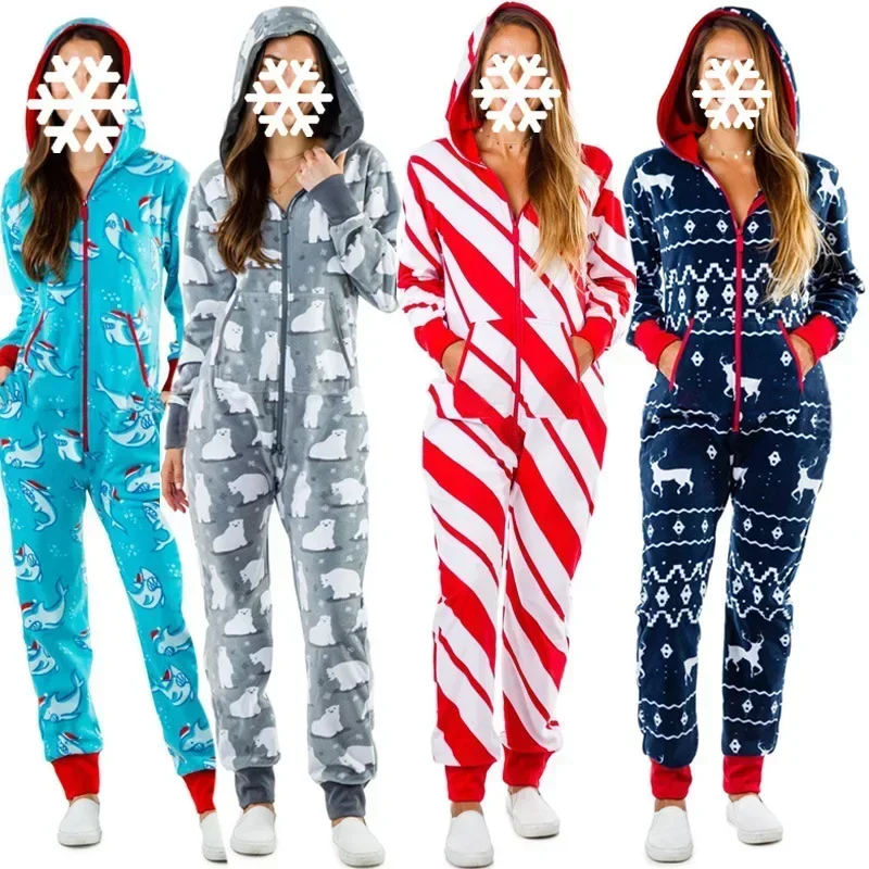 Onesies Unisex Women's Pajamas Autumn Winter Warm Costumes Man Sleepwear Cartoon Jumpsuit Female Christmas Homewear