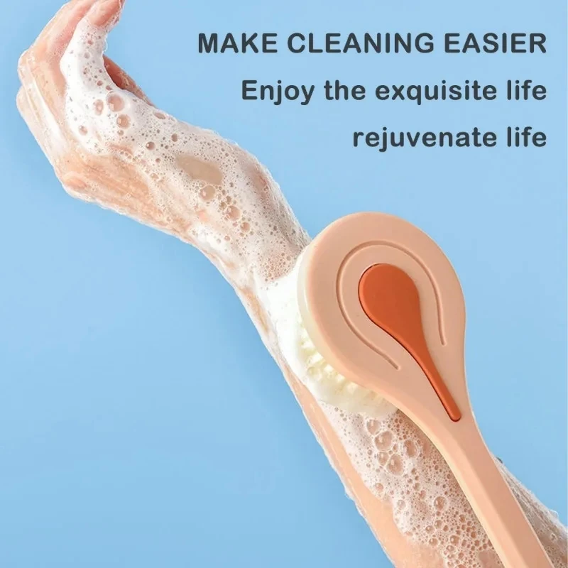 1pc Long Handle Bath Brush Soft Hair Bath Brush Back Ball Brush Bathroom Body Brushes Mud Back Scrubber Shower Massage Brush 4