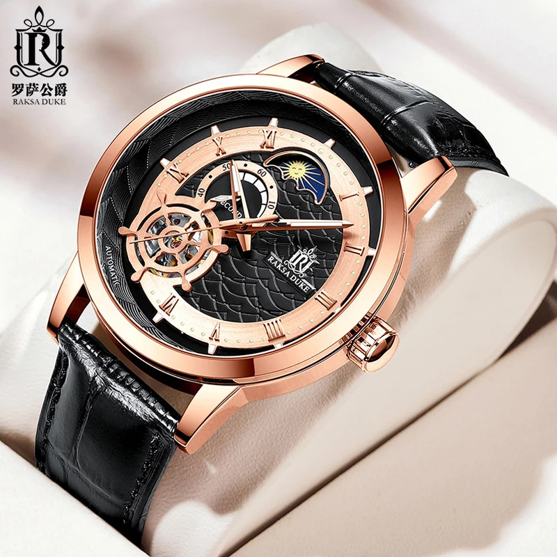 

Мужские механические часы Moon Phase Tourbillon, дизайнерские автоматические мужские водонепроницаемые наручные часы, Relogio Masculino
