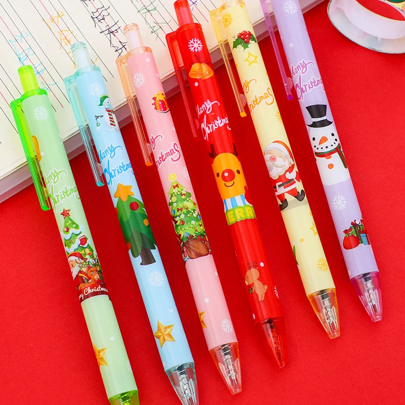 

Christmas Santa Claus Snowman Press Gel Pen Cute Mechanical Gel Ink Pens Stationery Pen School Office Writing Supplies