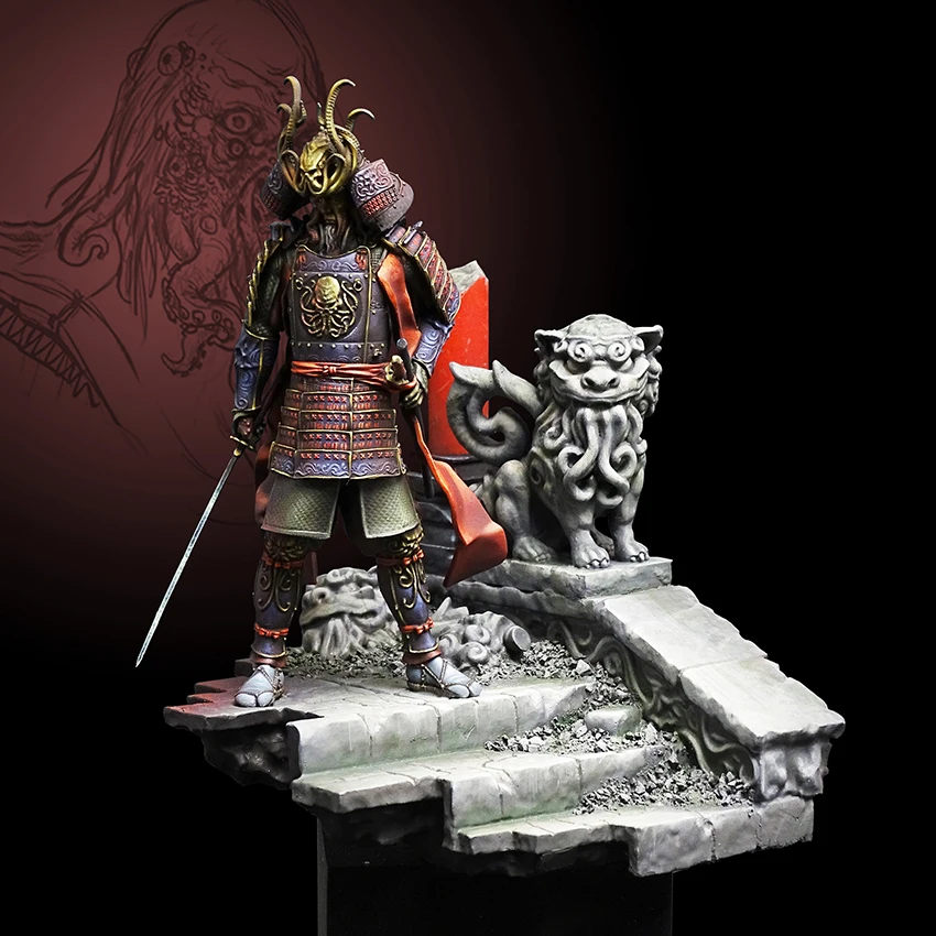 

1/24 ancient Samurai Knight warrior soldier stand Resin figure Model kits Miniature gk Unassembly Unpainted