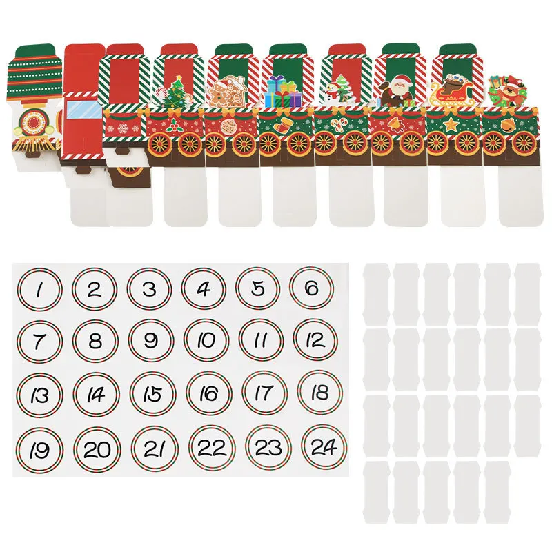 24PCS/Set Creative Train Design Christmas Box 2025 Christmas Advent Calendar Candy Gift Box Navidad Natal New Year Gifts 2026