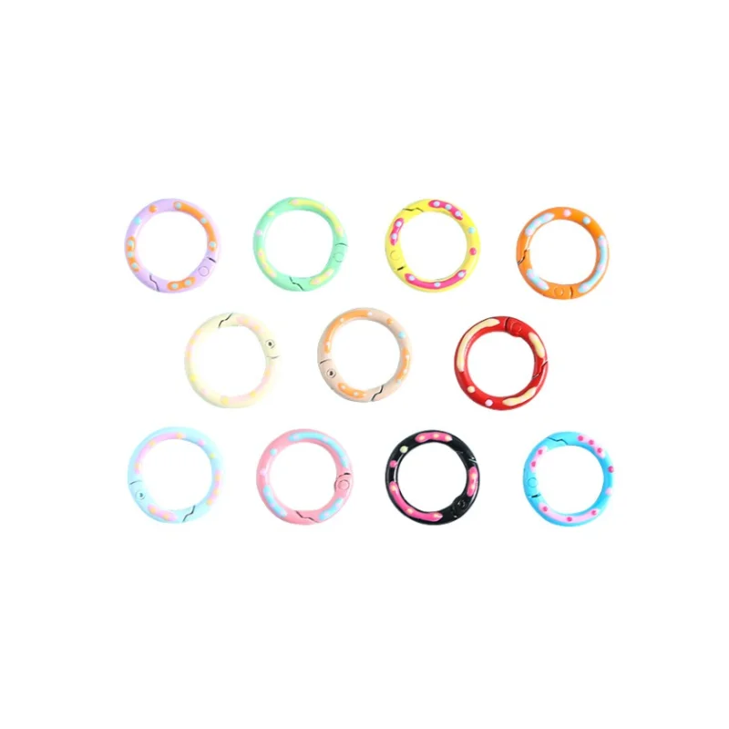 Multicolor Metal Round Ring Spring Clasp Carabiner Keychain Clips Hook Dog Chain DIY Jewelry Buckle Connector Supplies