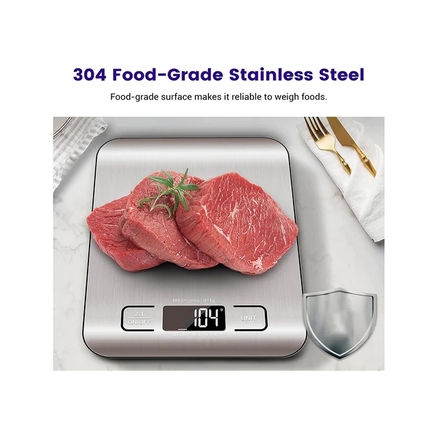 Kitchen Scale, 5kg/11lb Stainless Steel Digital Scale, Food Scale,  Waterproof Gram Scale, 1 - Foods Co.