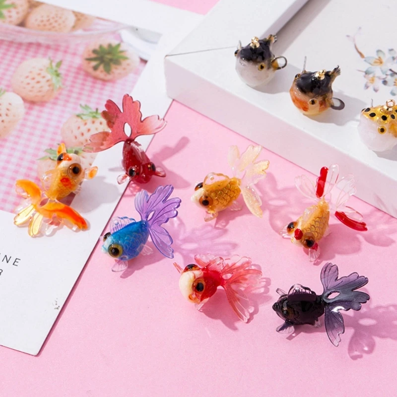 

Set of 5 Vibrant Fish Crafts Resin Fish Pendants Jewelry Accessories Fish Craft for DIY Necklaces Earrings and Bracelets