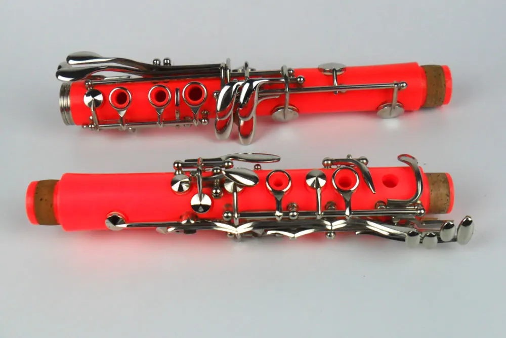Clarinet Bb 17 Keys Beautiful Orange Color Good Sound Material Double Barrels
