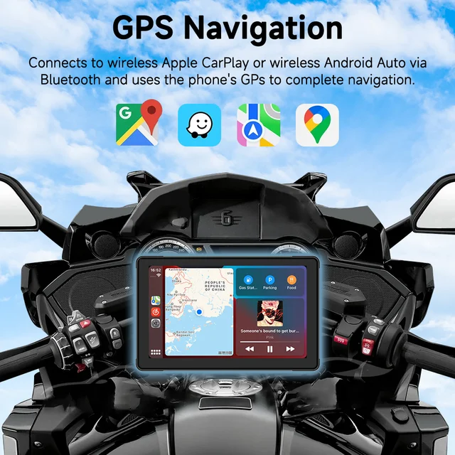 JIUYIN 7inch Motorcycle Portable Navigation GPS Screen IPX7 Waterproof Display Bluetooth Wireless Apple Carplay Android Car - Image 4