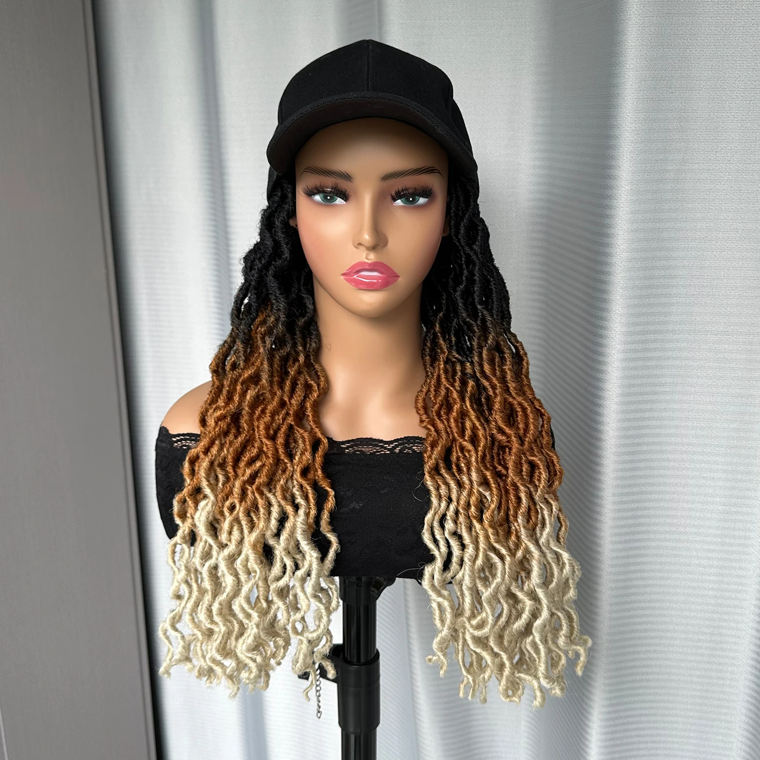 Baseball Cap Hat Synthetic Wig Hair With Faux Locs Crochet Braiding Crochet Hair For Black Women Ombre Twist Dreadlocks Hair Wig